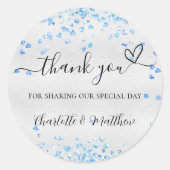 シルバーブルー感謝していハートユー結婚ズ ラウンドシール (正面)