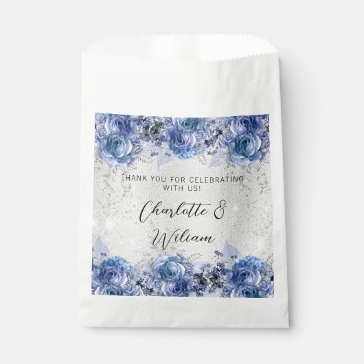 シルバーブルー感謝してい花模様ユー結婚ズ フェイバーバッグ (正面)