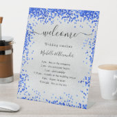 シルバーブルー王室のウェディングプログラムタイムライン 台座サイン (インサイチュ)