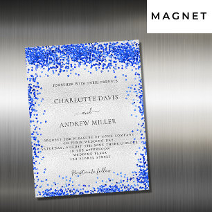 シルバーブルー王室のラグジュアリー結婚式招待状マグネット