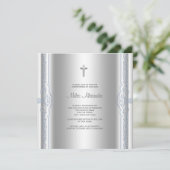 シルバーブルー男の赤ちゃん《キリスト教》洗礼式や命名式 招待状 (スタンド正面)