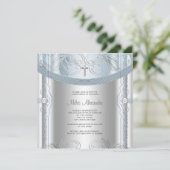 シルバーブルー男の赤ちゃん《キリスト教》洗礼式や命名式 招待状 (スタンド正面)