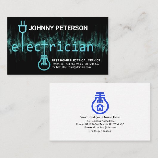 シルバーブルー稲妻電気看板回路 名刺 (正面/裏面)
