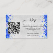 シルバーブルー結婚の応答ウェブサイトQRコードRSVP エンクロージャーカード (裏面)