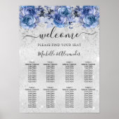 シルバーブルー結婚の花の座席表 ポスター (正面)