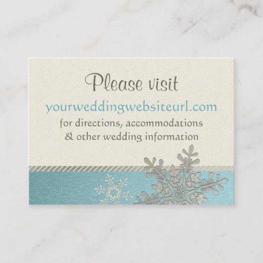 シルバーブルー結婚スノーフレークのWebサイト挿入カード エンクロージャーカード (正面)