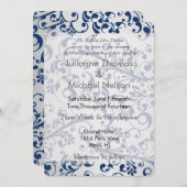 シルバーブルー結婚ズ 招待状 (正面/裏面)