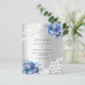 シルバーブルー花模様レース結婚式招待状 (スタンド正面)
