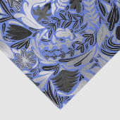 シルバーブルー葉フローライラストレーションパターン 薄葉紙 (詳細)