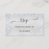 シルバーブルー誕生日パーティーRSVP エンクロージャーカード (正面)