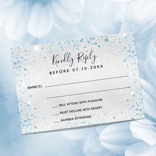 シルバーブルー誕生日パーティーRSVP 出欠カード