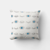 シルバーブルー邪悪な目まつ毛ナザリマチパターン クッション (正面)