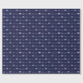 シルバーブルー邪悪な目まつ毛ナザリマチパターン ラッピングペーパー (フラット)