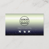 シルバーブルー黒グラデーション輝く宝石ロゴの追加 名刺 (正面)