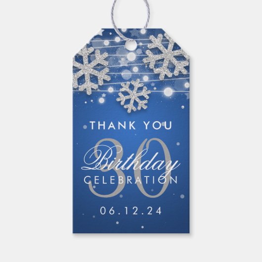 シルバーブルー30歳の誕生日ありがとう冬 ギフトタグ (正面)