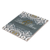 シルバーブルー+ホワイトレースのよう婚約記念ギフト タイル (側面)