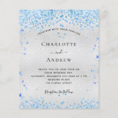 シルバーブルーQRコード予算結婚式招待状 チラシ (正面)