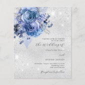 シルバーブルーQR RSVP予算結婚式招待状 (正面)