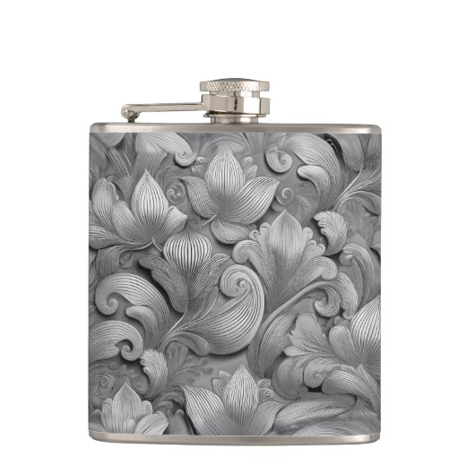 シルバーブロッサムエレガンスプリント(AI+Human) フラスク (正面)