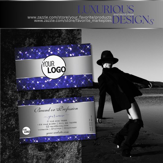 シルバーブ王室のルーグリッタースパークルスターとロゴ 名刺