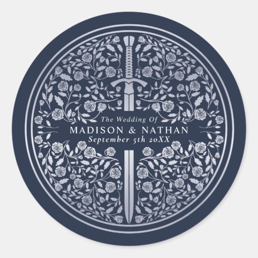 シルバーブ王室のルーズ中世結婚剣 ラウンドシール (正面)