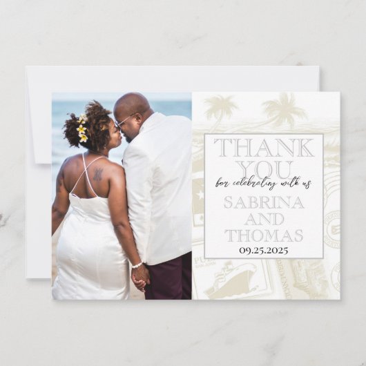 シルバープエルト結婚リコの写真ありがとう サンキューカード (正面)