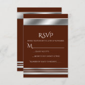 シルバープラチエレガントナシャインRSVPカード – 任意の色 出欠カード (正面/裏面)