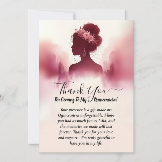 シルバープラムレースガウンBOHOブルゴーニュキンセアニェラ サンキューカード (正面)