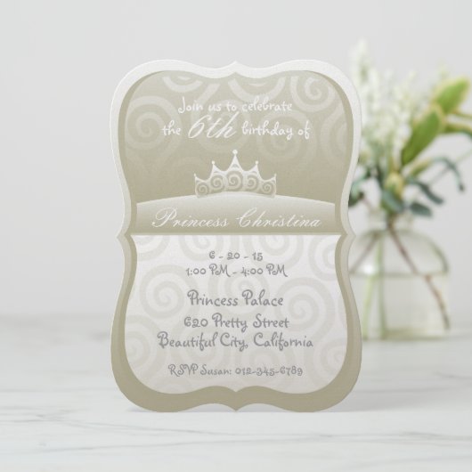 シルバープリンセスクラウンらせん状誕生日 招待状 (スタンド正面)