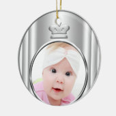 シルバープリンセスクラウンベビーガールフォトオーナメント セラミックオーナメント (左)