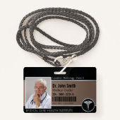 シルバープロフェッショナルメディカルカドゥセウス写真ID バッジ (正面ランヤード)