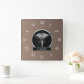 シルバープロフェッショナルメディカルカドゥセウス スクエア壁時計 (ホーム)