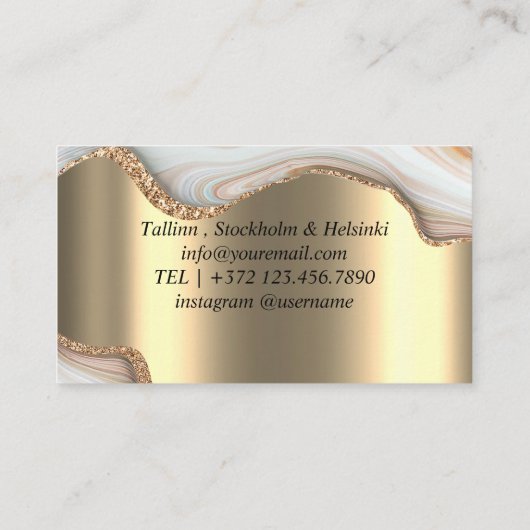 シルバーヘアドレッサーグラディエントグリッター モダン 名刺 (裏面)