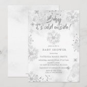 シルバーベイビー アイッツ コールド アウトサイド ウィンター ベイビー シャワー 招待状 (正面/裏面)