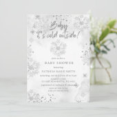 シルバーベビーその冷たい外の冬のベビーシャワー 招待状 (スタンド正面)