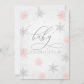 シルバーベビーペンギンの外は寒いベイビーシャワー 招待状 (裏面)