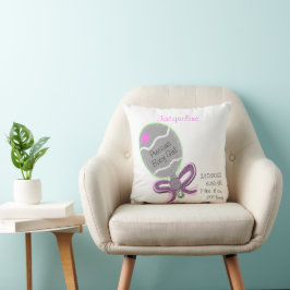 シルバーベビーラトルピンクボウスターパーソナライズド クッション