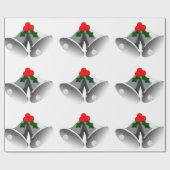 シルバーベルとホリーラッピング紙 ラッピングペーパー (フラット)