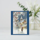 シルバーベルと教会のヴィンテージクリスマス シーズンポストカード (スタンド正面)