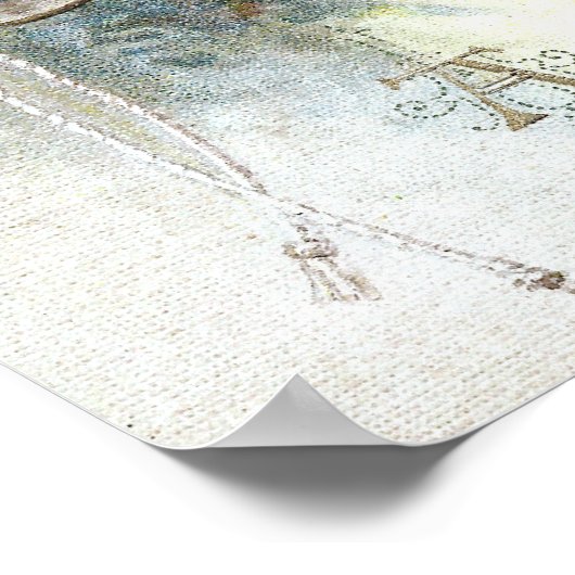 シルバーベルと教会のヴィンテージクリスマス ポスター (角)