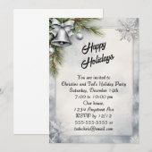 シルバーベルと雪の結晶のクリスマスパーティー 招待状 (正面/裏面)