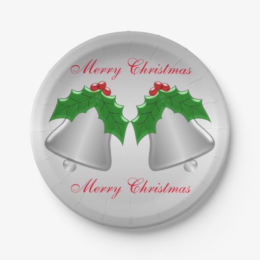 シルバーベルの銀によって着色されるクリスマス ペーパープレート (正面)