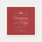 シルバーベルズクリスマスパーティー紙ナプキンス スタンダードカクテルナプキン (正面)