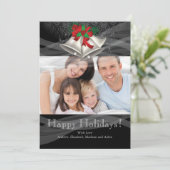 シルバーベルズクリスマスホリデーファミリーフォトカード 招待状 (スタンド正面)