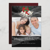 シルバーベルズクリスマスホリデーファミリーフォトカード 招待状 (正面/裏面)