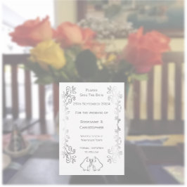 シルバーベルズスクロールワーク結婚デザイン セーブザデート