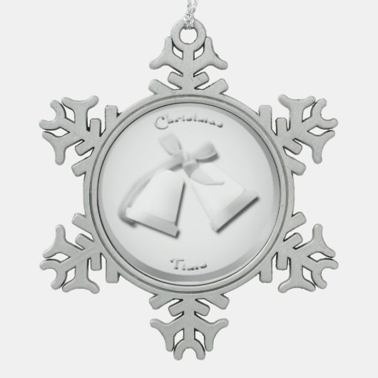 シルバーベルズツリーオーナメント スノーフレークピューターオーナメント (正面)