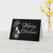 シルバーベルズホリーとパインのエレガントクリスマス カード (黄色い花)