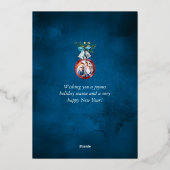 シルバーベルネイビーブルークリスマスフォト 箔シーズンカード (裏面)