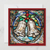 シルバーベルフェイクステンドグラスのクリスマスカード (正面)